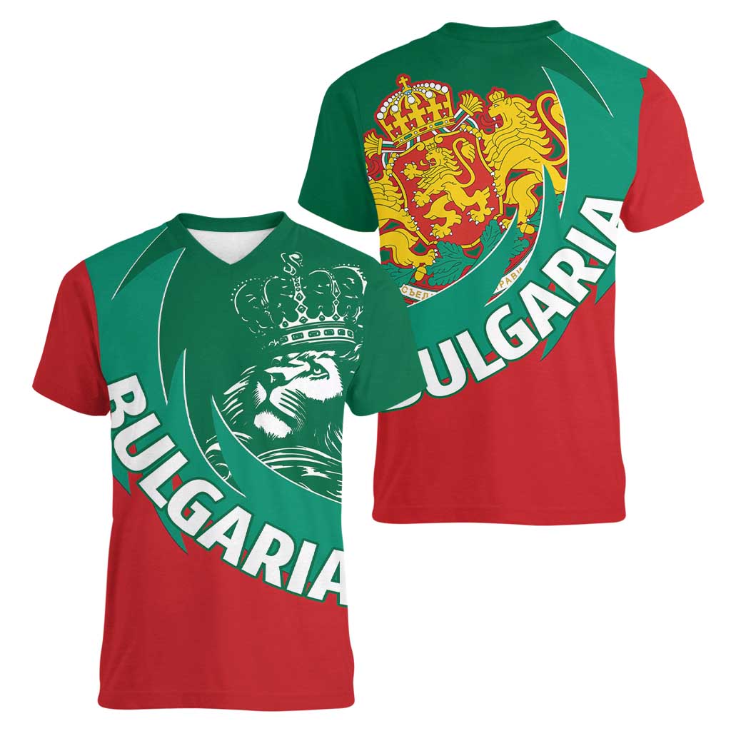 Bulgaria Lion Women V-Neck T-Shirt Bulgarian Coat Of Arms - Wonder Print Shop