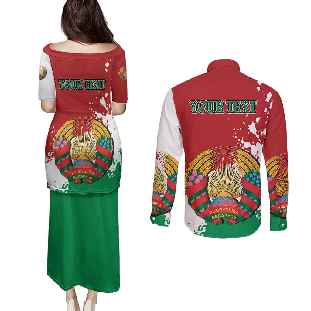 Personalized Belarus Couples Matching Puletasi and Long Sleeve Button Shirt Special Style