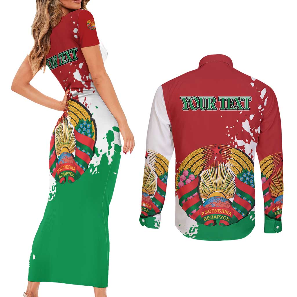 Personalized Belarus Couples Matching Short Sleeve Bodycon Dress and Long Sleeve Button Shirt Special Style