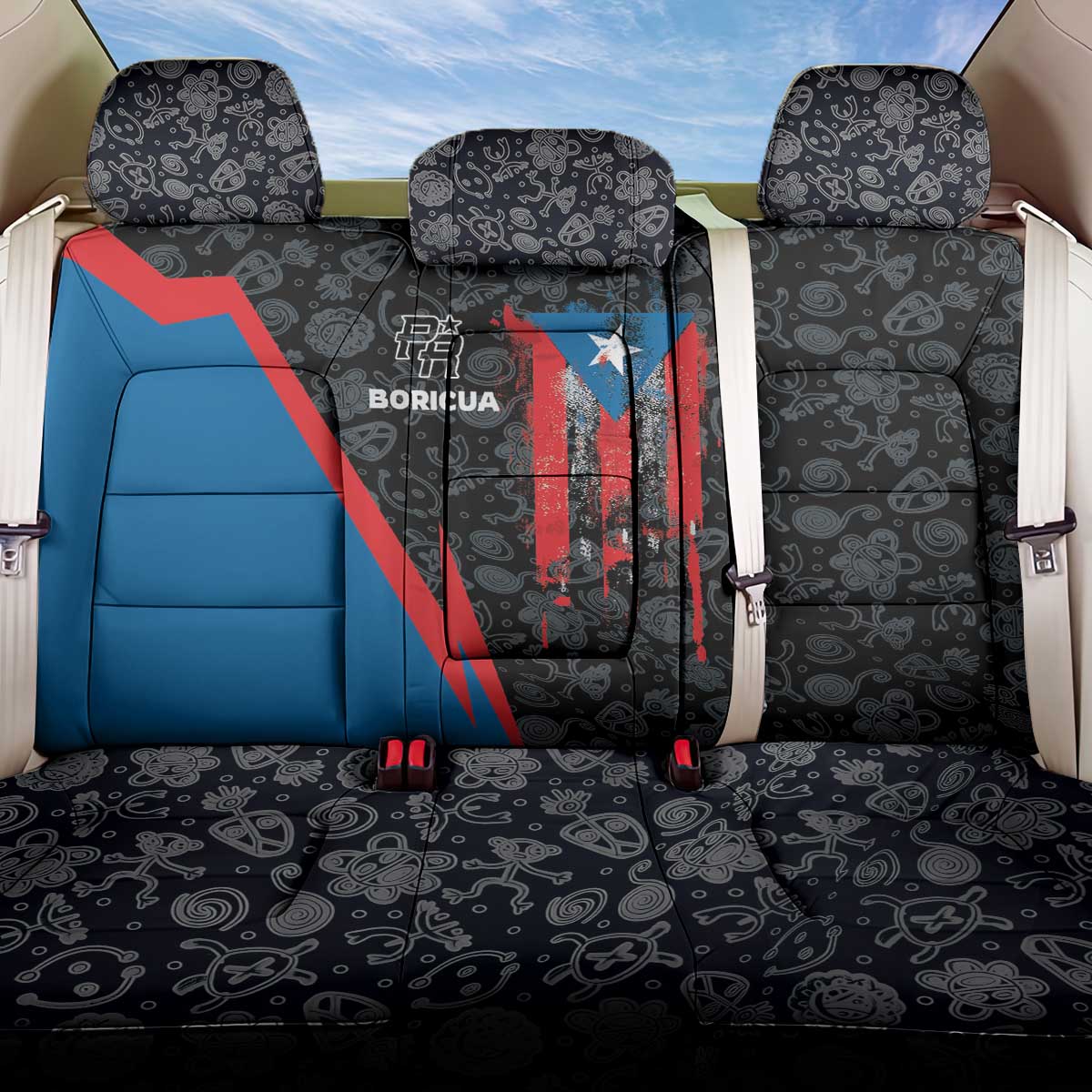 Puerto Rico Back Car Seat Cover Boricua PR Flag Style