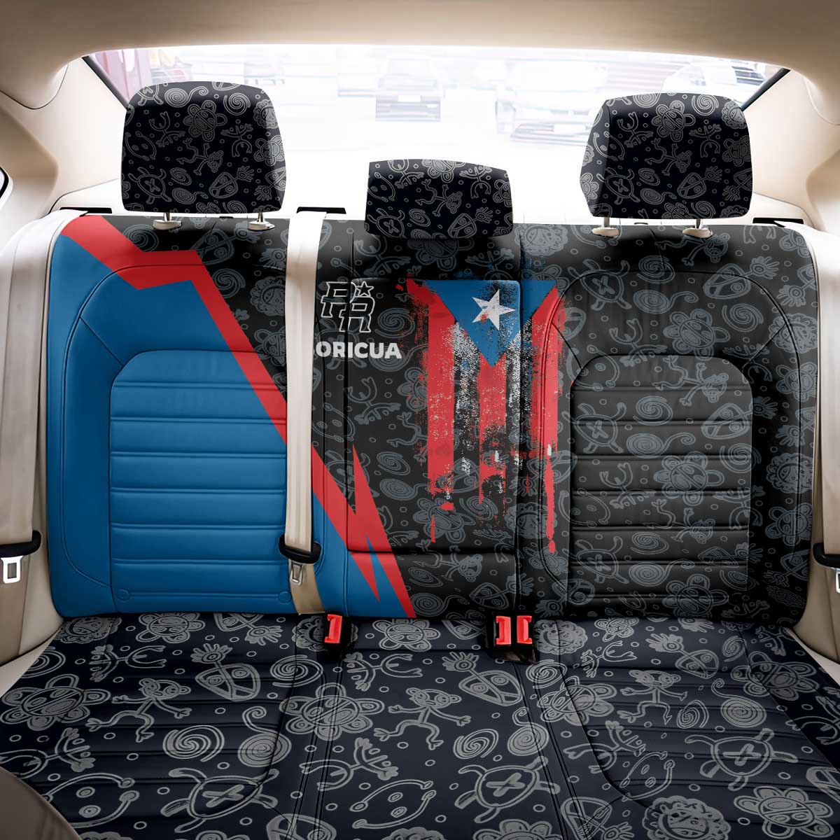 Puerto Rico Back Car Seat Cover Boricua PR Flag Style