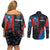 Puerto Rico Couples Matching Off Shoulder Short Dress and Long Sleeve Button Shirt Boricua PR Flag Style