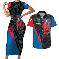 Puerto Rico Couples Matching Short Sleeve Bodycon Dress and Hawaiian Shirt Boricua PR Flag Style