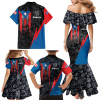 Puerto Rico Family Matching Mermaid Dress and Hawaiian Shirt Boricua PR Flag Style