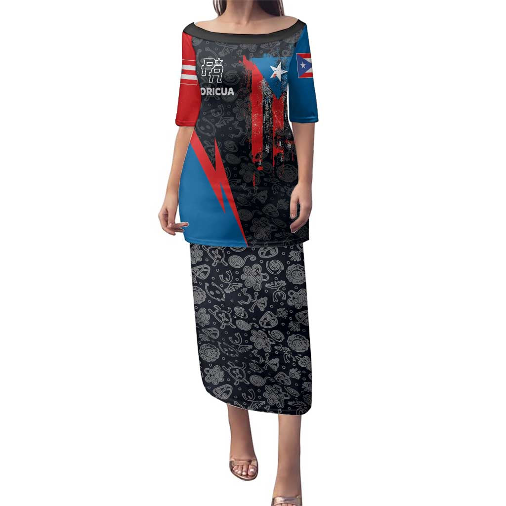 Puerto Rico Family Matching Puletasi and Hawaiian Shirt Boricua PR Flag Style