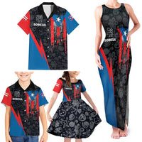 Puerto Rico Family Matching Tank Maxi Dress and Hawaiian Shirt Boricua PR Flag Style