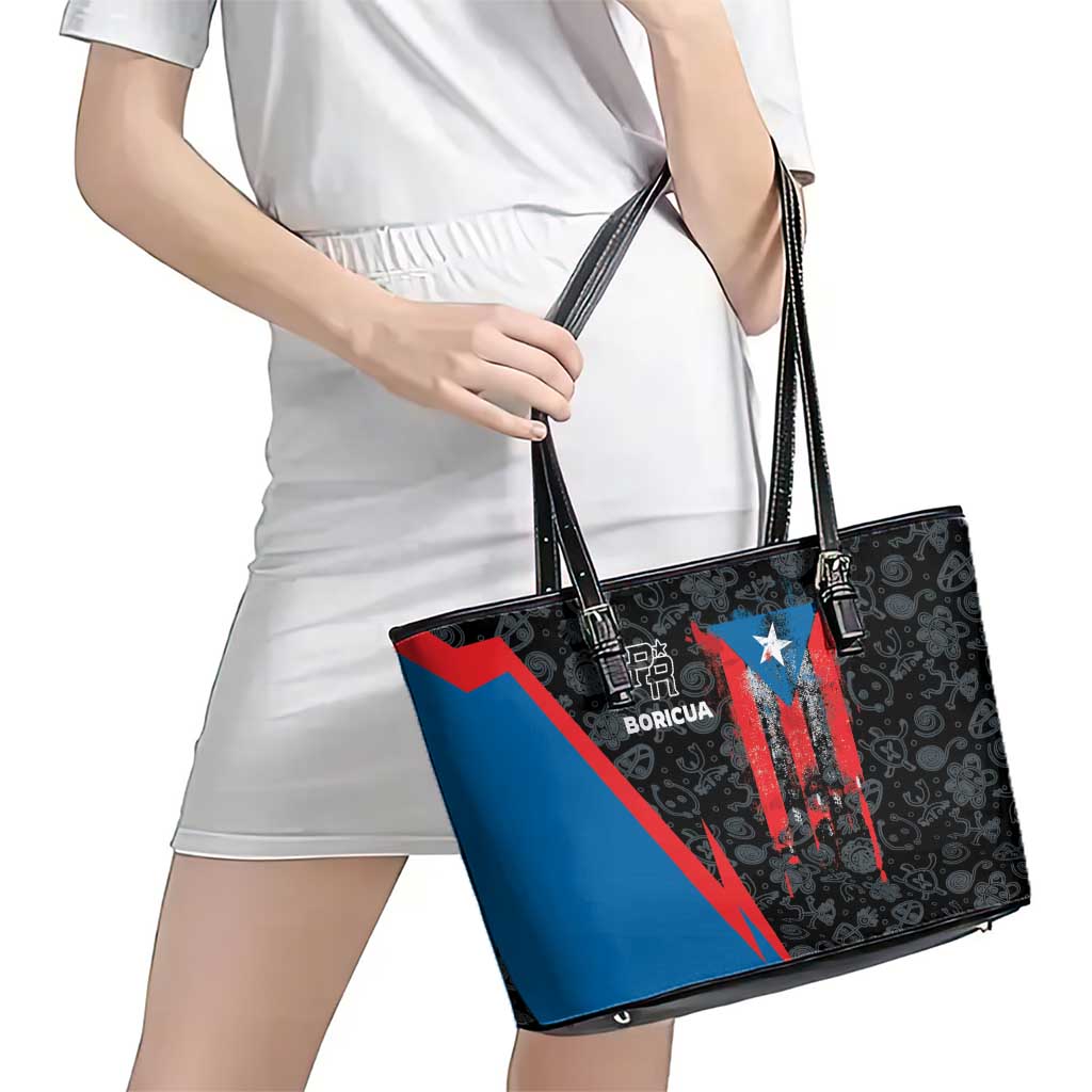 Puerto Rico Leather Tote Bag Boricua PR Flag Style