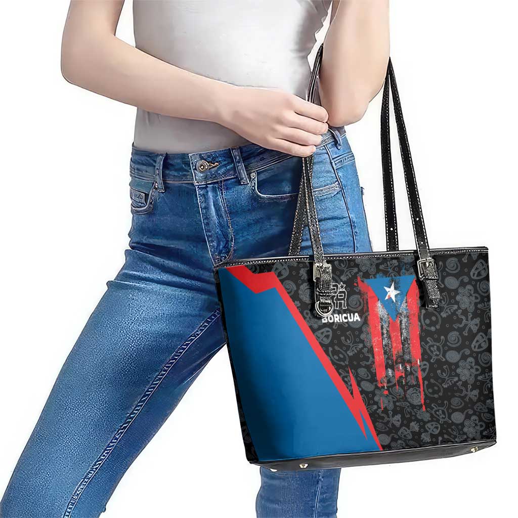 Puerto Rico Leather Tote Bag Boricua PR Flag Style