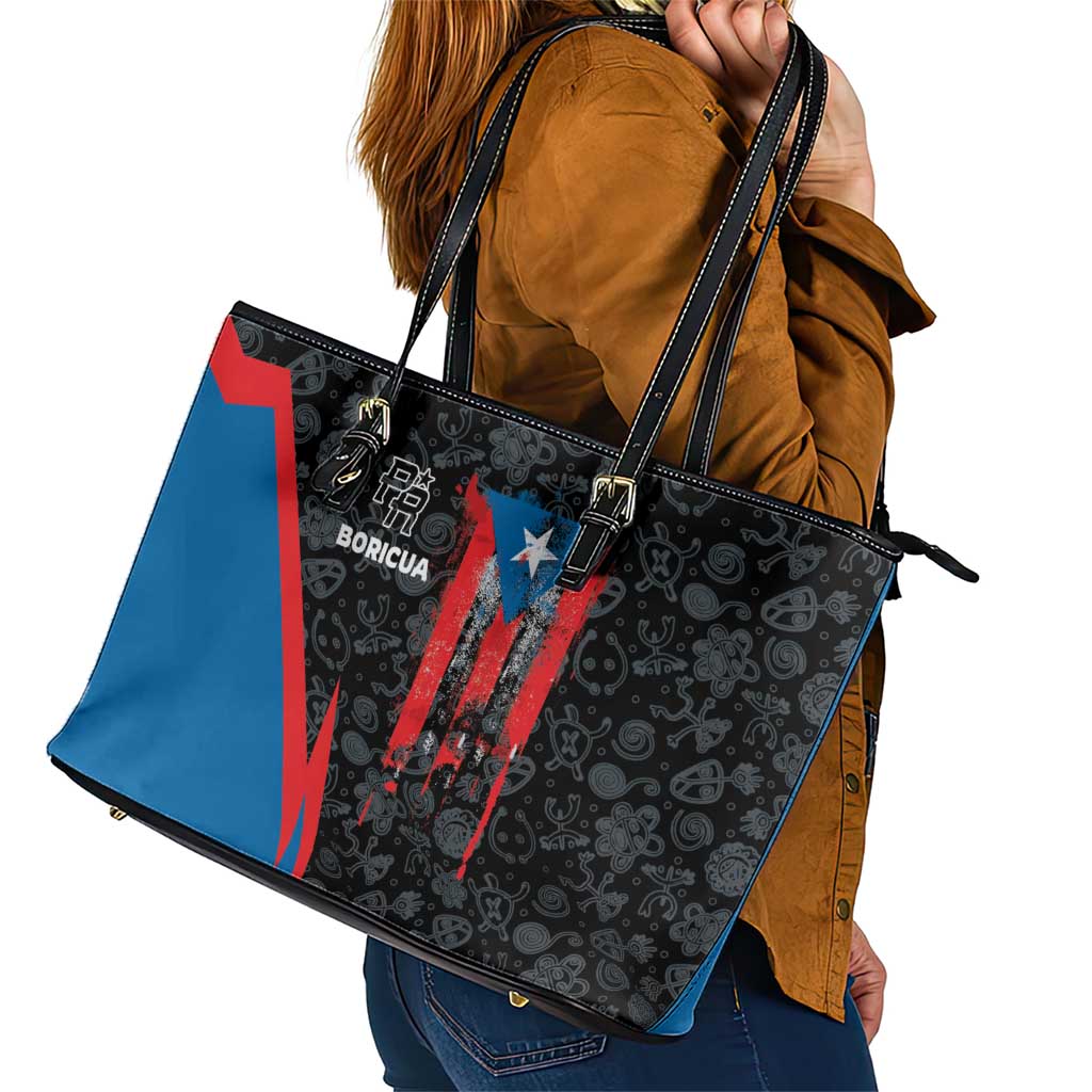 Puerto Rico Leather Tote Bag Boricua PR Flag Style