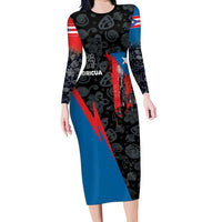 Puerto Rico Long Sleeve Bodycon Dress Boricua PR Flag Style