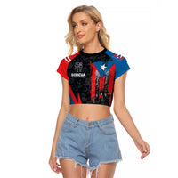 Puerto Rico Raglan Cropped T Shirt Boricua PR Flag Style