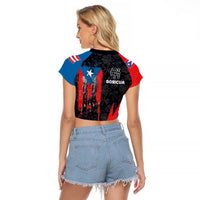 Puerto Rico Raglan Cropped T Shirt Boricua PR Flag Style