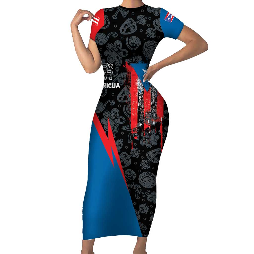 Puerto Rico Short Sleeve Bodycon Dress Boricua PR Flag Style