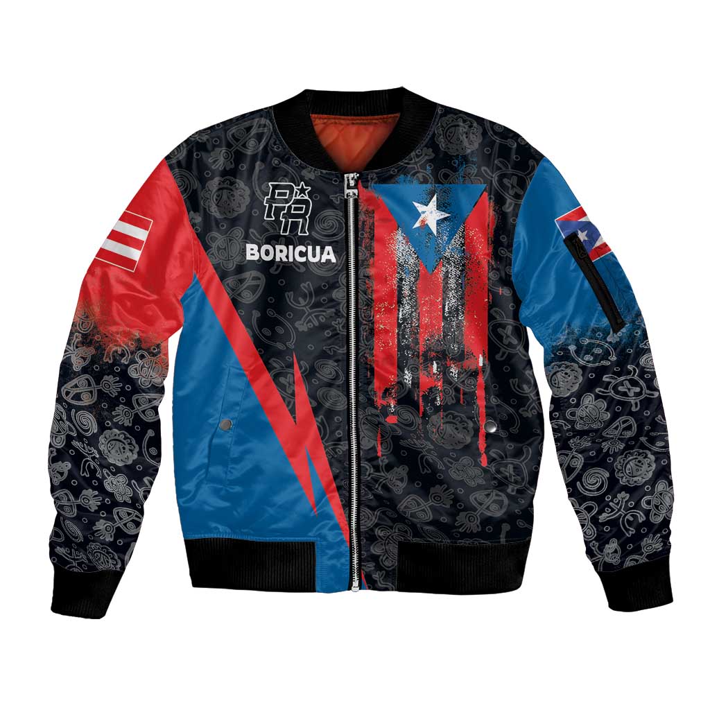 Puerto Rico Sleeve Zip Bomber Jacket Boricua PR Flag Style