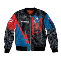 Puerto Rico Sleeve Zip Bomber Jacket Boricua PR Flag Style