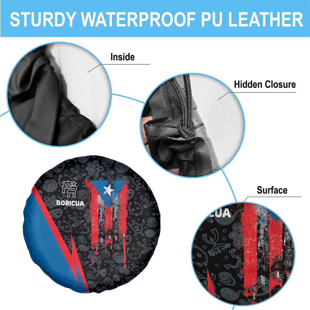 Puerto Rico Spare Tire Cover Boricua PR Flag Style