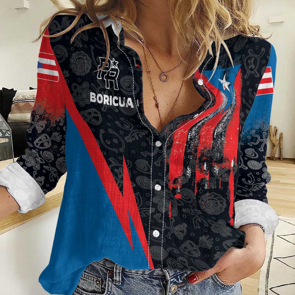 Puerto Rico Women Casual Shirt Boricua PR Flag Style