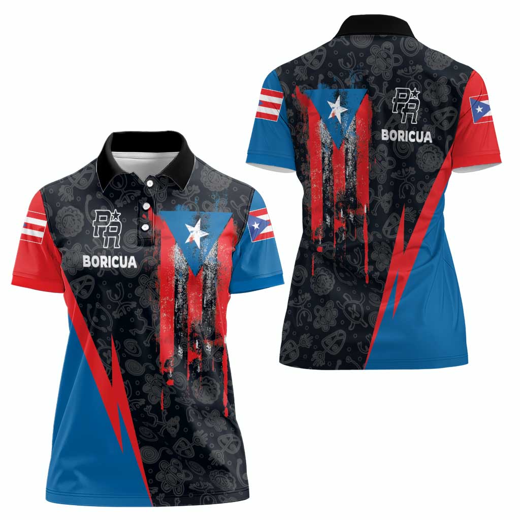 Puerto Rico Women Polo Shirt Boricua PR Flag Style