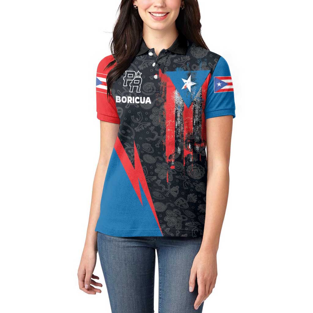 Puerto Rico Women Polo Shirt Boricua PR Flag Style
