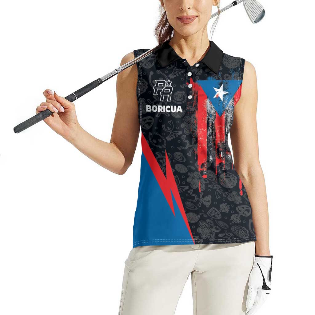 Puerto Rico Women Sleeveless Polo Shirt Boricua PR Flag Style