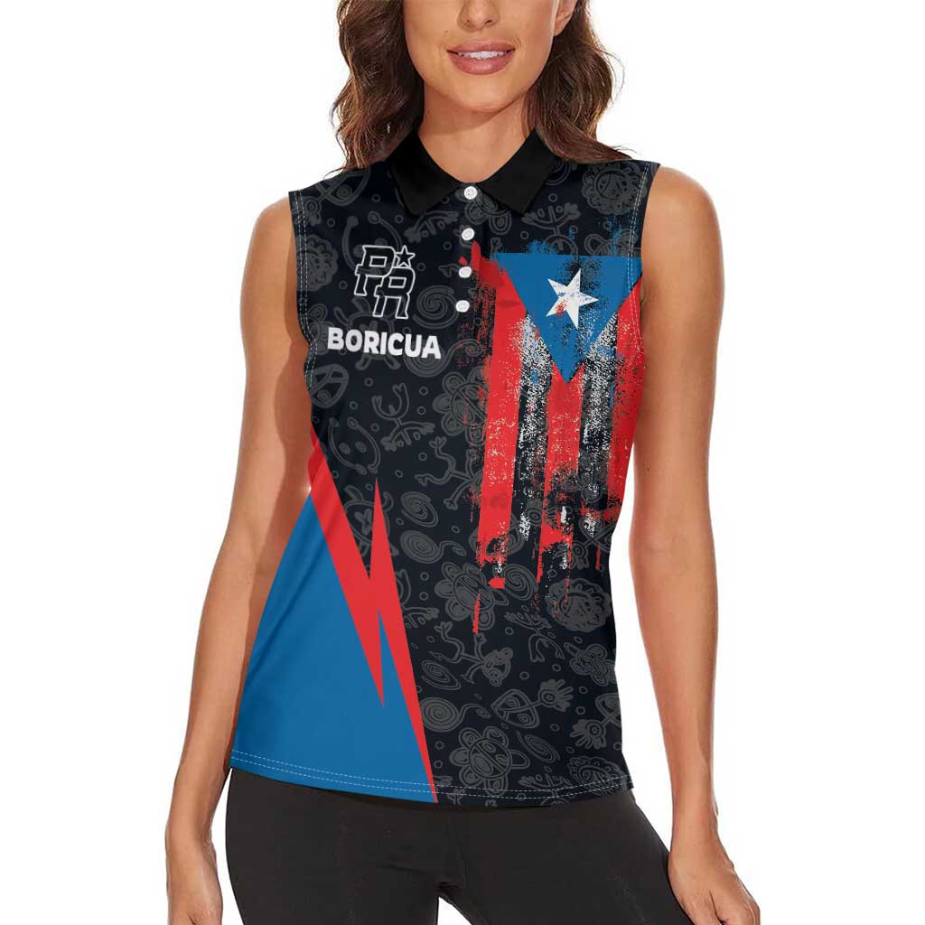 Puerto Rico Women Sleeveless Polo Shirt Boricua PR Flag Style