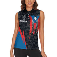 Puerto Rico Women Sleeveless Polo Shirt Boricua PR Flag Style