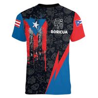Puerto Rico Women V-Neck T-Shirt Boricua PR Flag Style