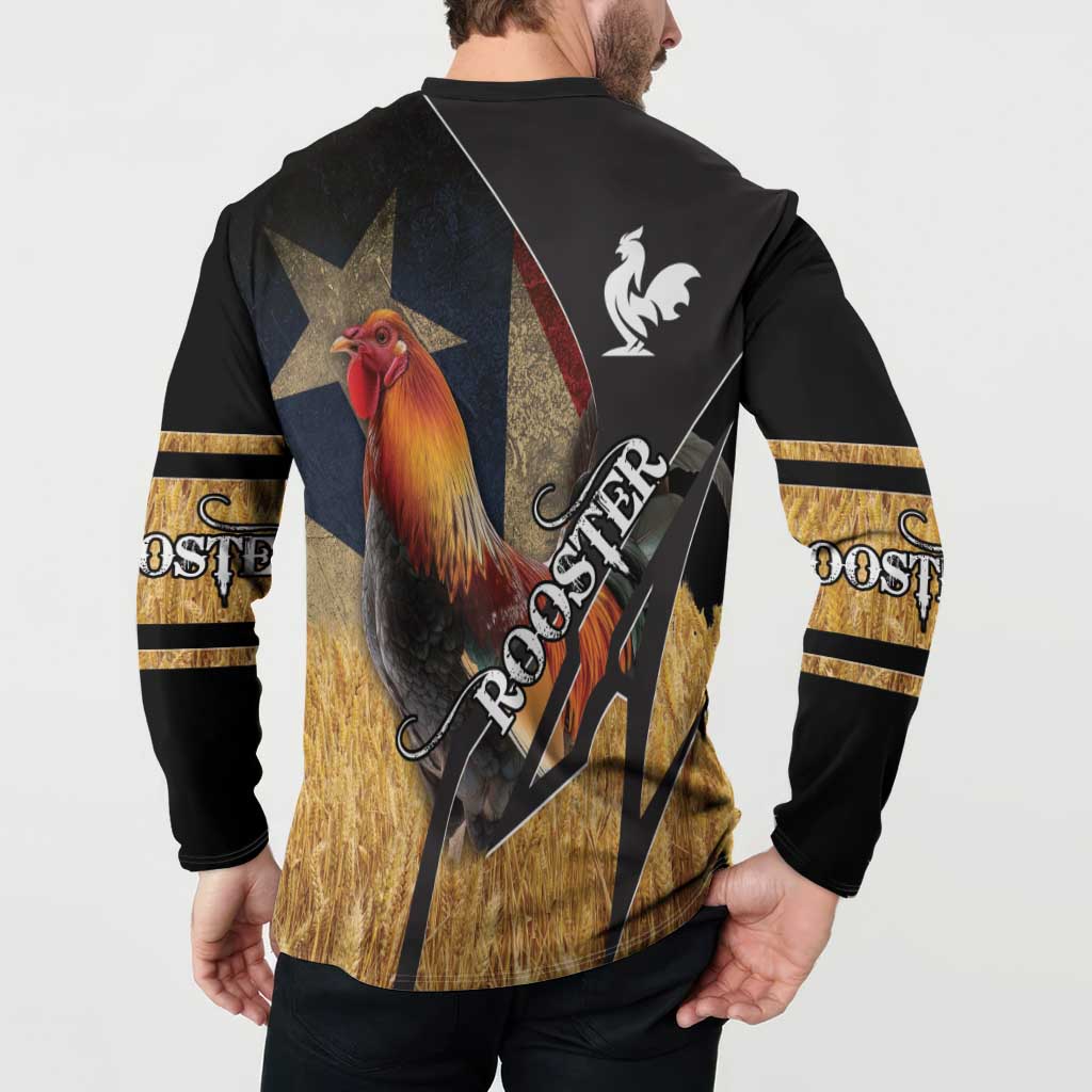 Puerto Rico Rooster Button Sweatshirt Gallo Boricua