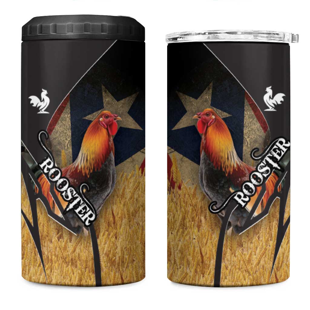 Puerto Rico Rooster 4 in 1 Can Cooler Tumbler Gallo Boricua