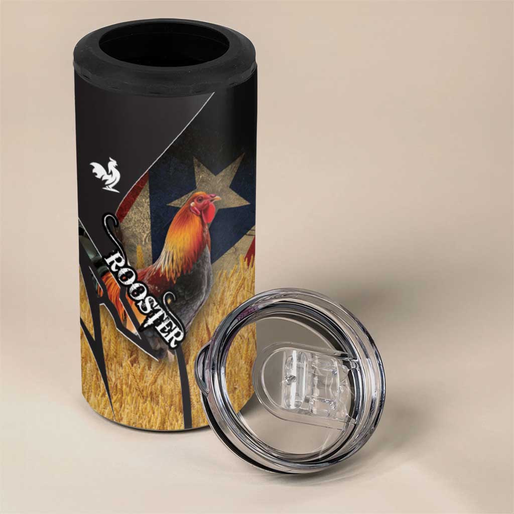Puerto Rico Rooster 4 in 1 Can Cooler Tumbler Gallo Boricua