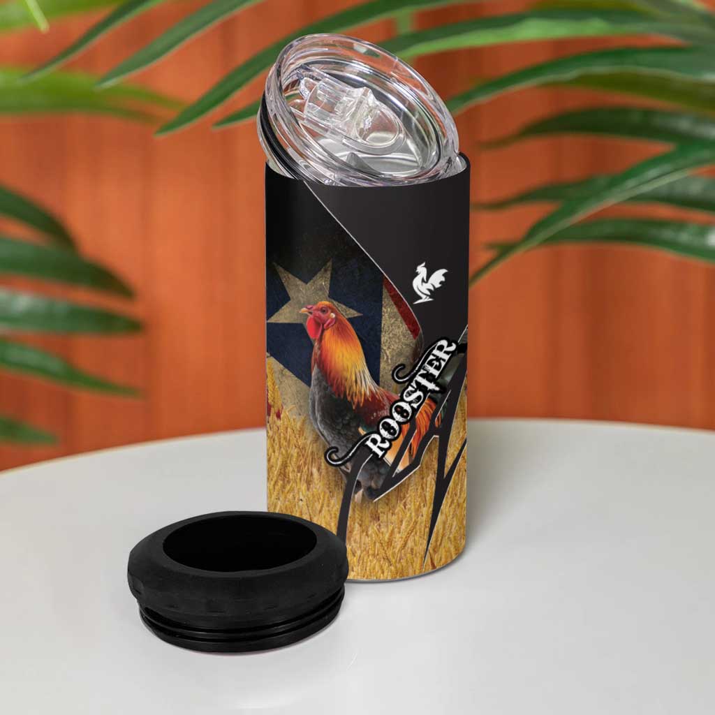Puerto Rico Rooster 4 in 1 Can Cooler Tumbler Gallo Boricua