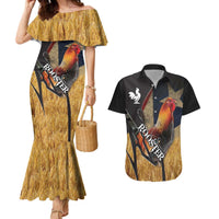 Puerto Rico Rooster Couples Matching Mermaid Dress and Hawaiian Shirt Gallo Boricua