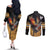 Puerto Rico Rooster Couples Matching Off The Shoulder Long Sleeve Dress and Long Sleeve Button Shirt Gallo Boricua