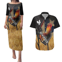Puerto Rico Rooster Couples Matching Puletasi and Hawaiian Shirt Gallo Boricua