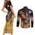 Puerto Rico Rooster Couples Matching Short Sleeve Bodycon Dress and Long Sleeve Button Shirt Gallo Boricua