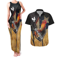 Puerto Rico Rooster Couples Matching Tank Maxi Dress and Hawaiian Shirt Gallo Boricua