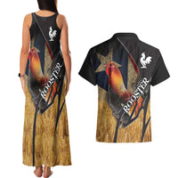 Puerto Rico Rooster Couples Matching Tank Maxi Dress and Hawaiian Shirt Gallo Boricua