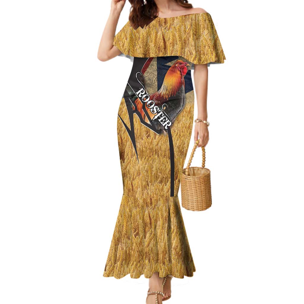 Puerto Rico Rooster Family Matching Mermaid Dress and Hawaiian Shirt Gallo Boricua