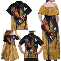 Puerto Rico Rooster Family Matching Off Shoulder Maxi Dress and Hawaiian Shirt Gallo Boricua