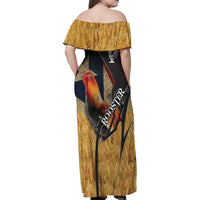 Puerto Rico Rooster Family Matching Off Shoulder Maxi Dress and Hawaiian Shirt Gallo Boricua