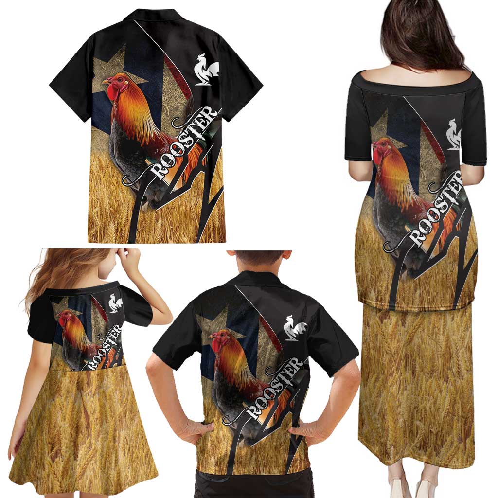 Puerto Rico Rooster Family Matching Puletasi and Hawaiian Shirt Gallo Boricua