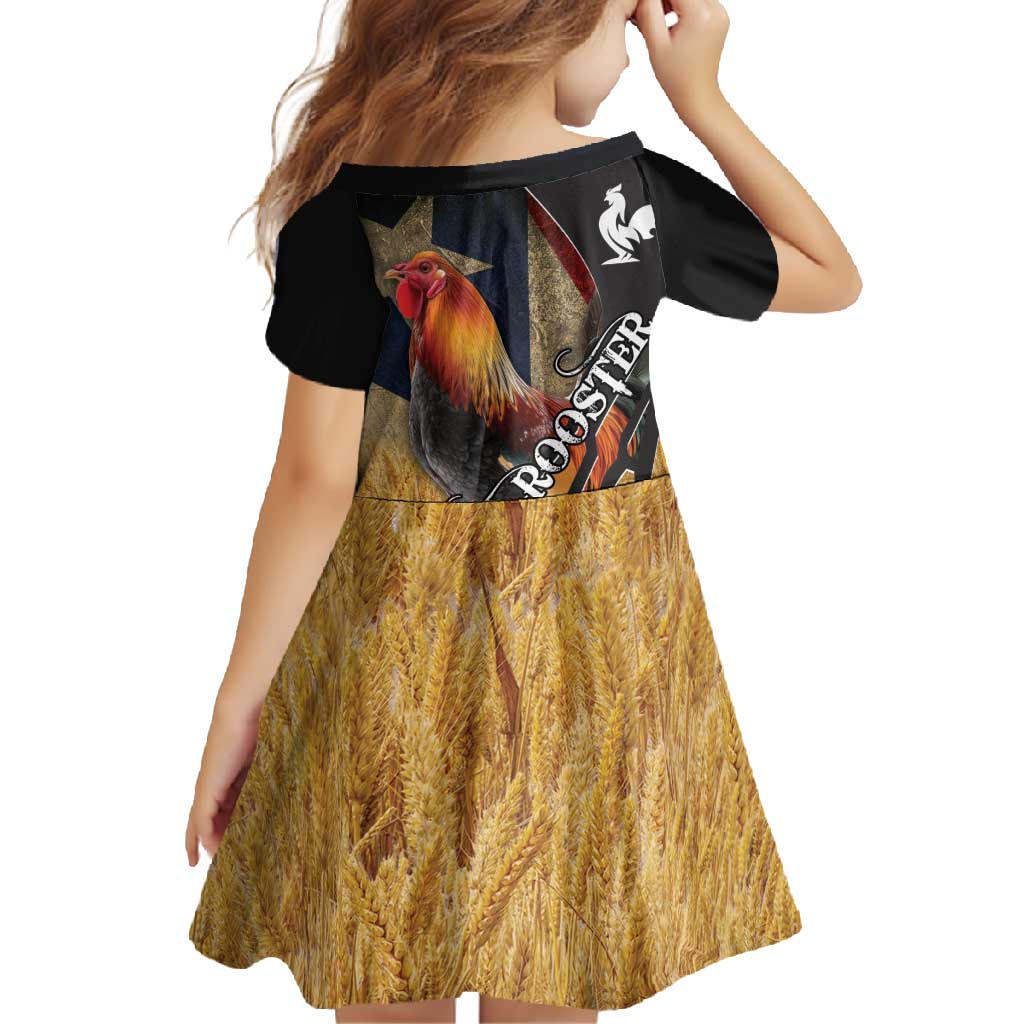 Puerto Rico Rooster Family Matching Short Sleeve Bodycon Dress and Hawaiian Shirt Gallo Boricua