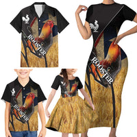 Puerto Rico Rooster Family Matching Short Sleeve Bodycon Dress and Hawaiian Shirt Gallo Boricua