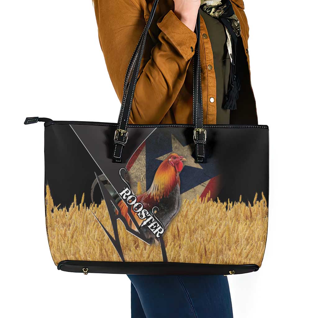 Puerto Rico Rooster Leather Tote Bag Gallo Boricua