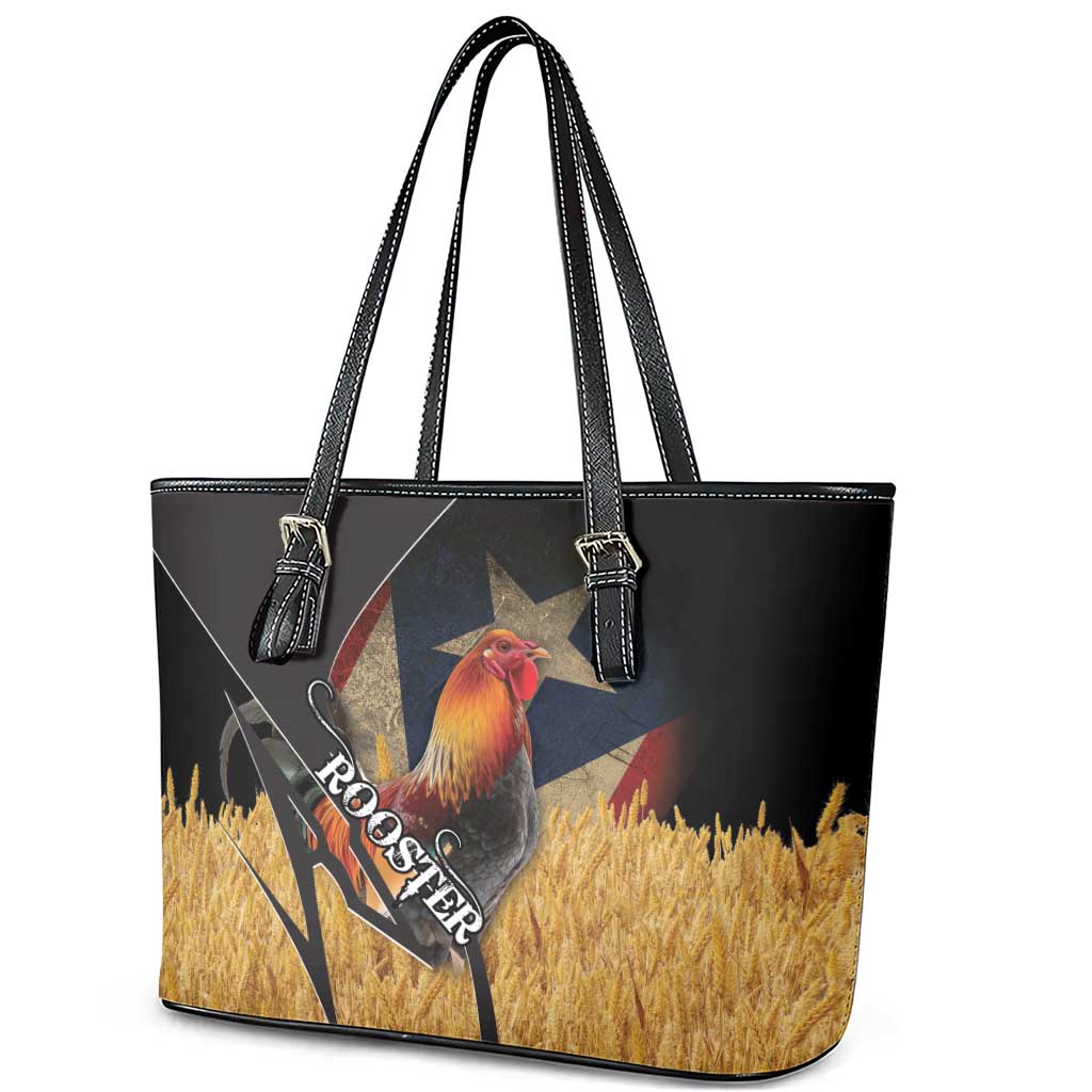 Puerto Rico Rooster Leather Tote Bag Gallo Boricua