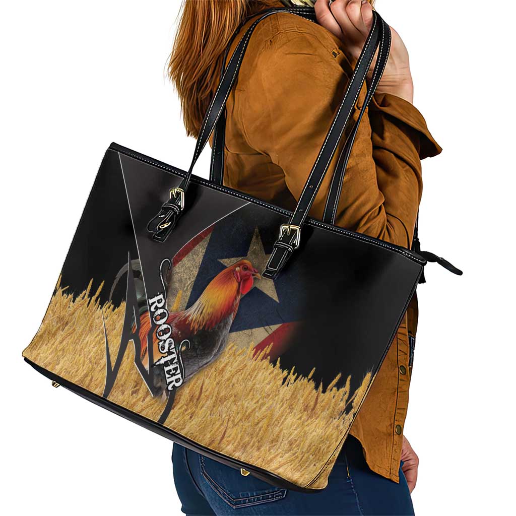 Puerto Rico Rooster Leather Tote Bag Gallo Boricua