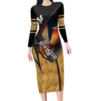 Puerto Rico Rooster Long Sleeve Bodycon Dress Gallo Boricua