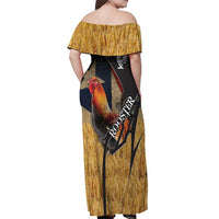Puerto Rico Rooster Off Shoulder Maxi Dress Gallo Boricua