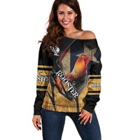 Puerto Rico Rooster Off Shoulder Sweater Gallo Boricua