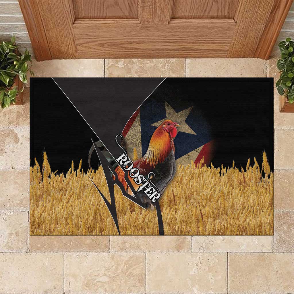 Puerto Rico Rooster Rubber Doormat Gallo Boricua